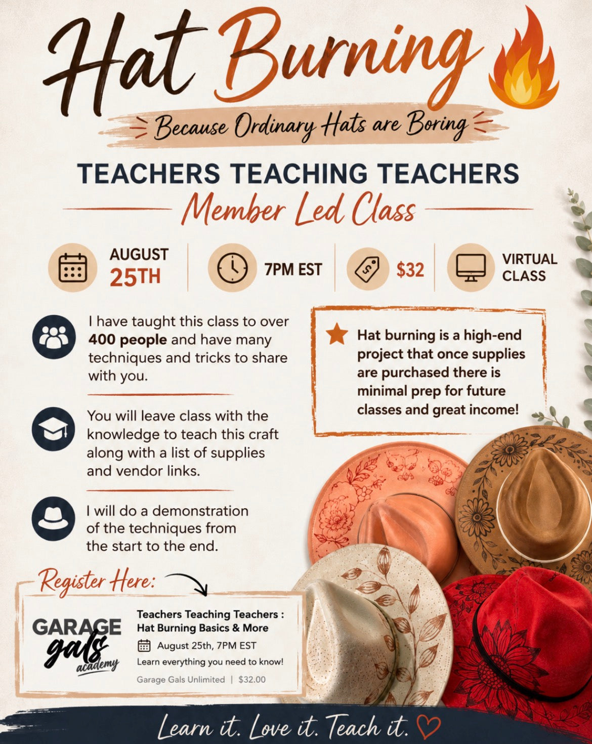 Teachers Teaching Teachers : Hat Burning Basics & More — RECORDED session